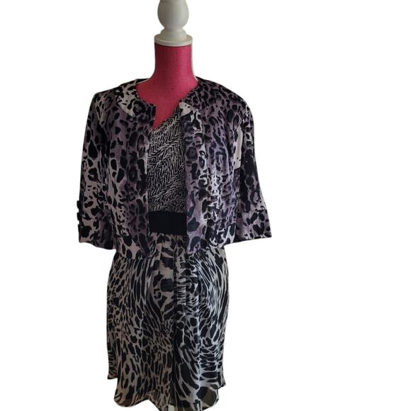Allen B. 90s Leopard Zebra SIZE 6 Asymmetrical Wrap Dress Baddie sexy sirencore - Picture 10 of 11